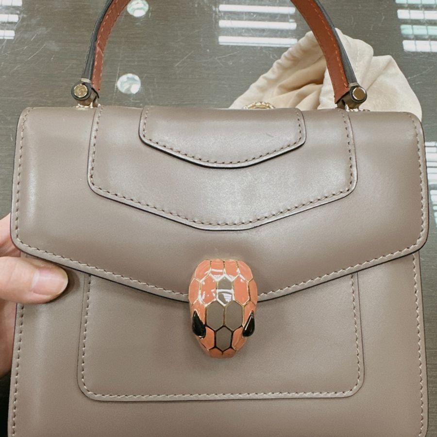 Bvlgari 三明治風琴包95成新限量配色裸色*橘色-0
