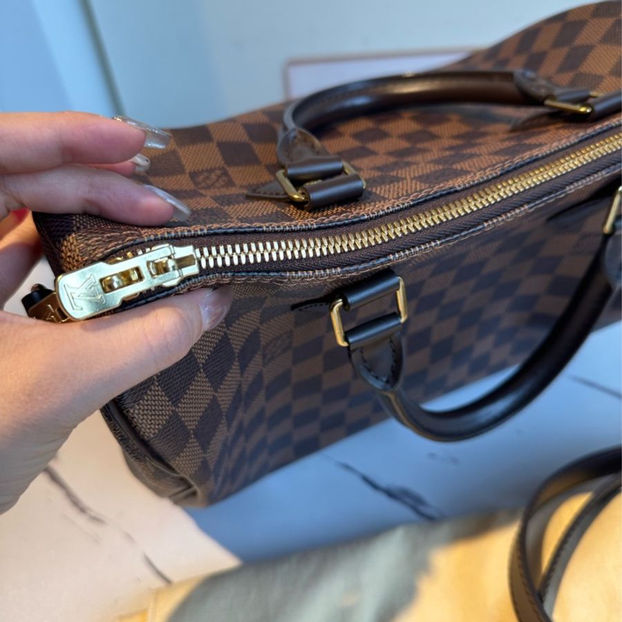 lv speedy 30背帶棋盤格 最好用的波士頓-8