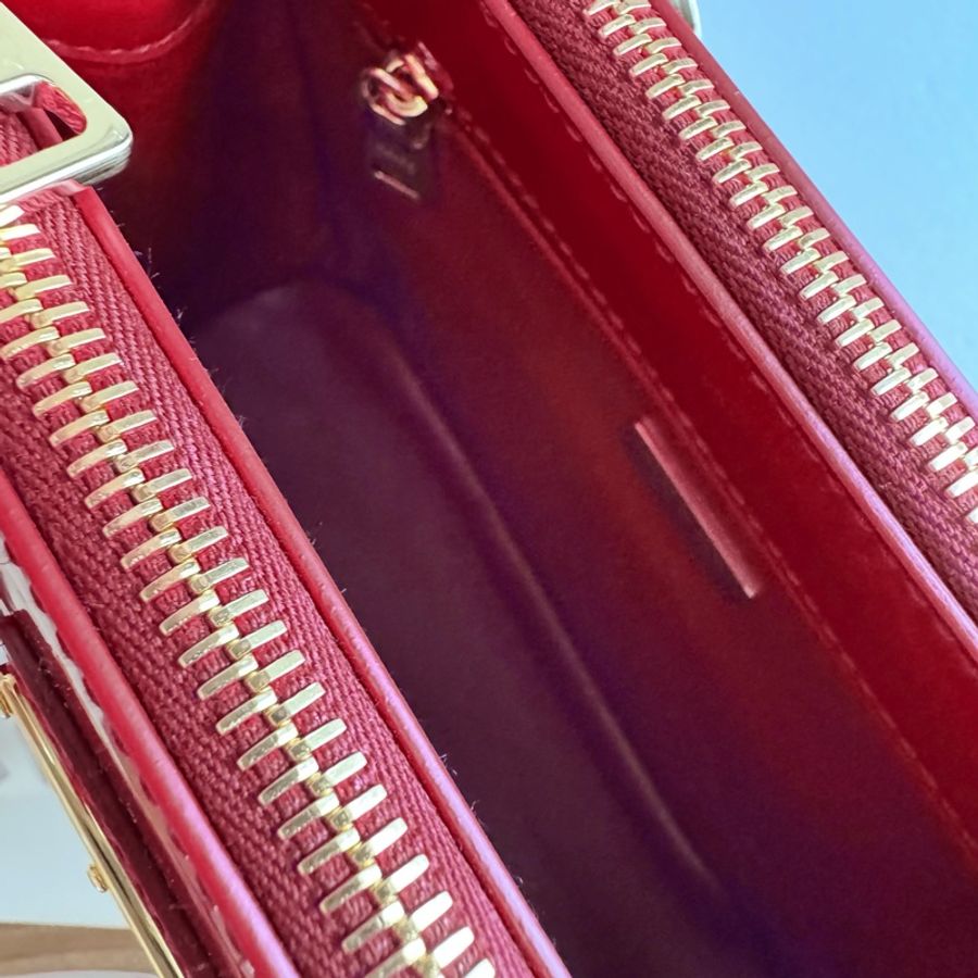 便宜賣Prada Galleria Borsa Vernice Cherry櫻桃紅亮面皮革手提肩背包-4