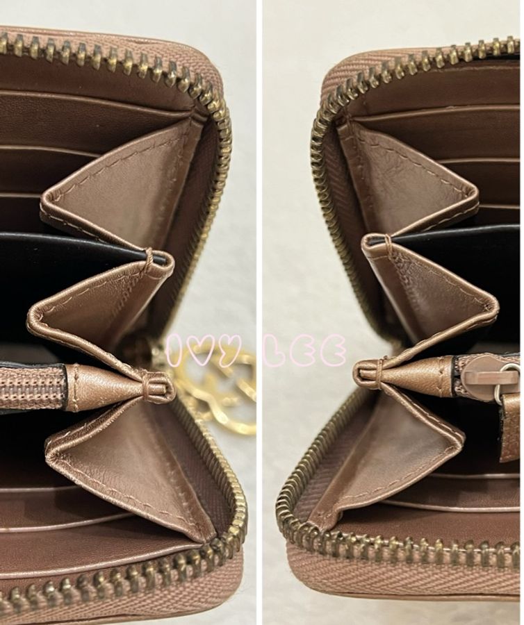 Gucci 232477 皮革壓紋 粉橘膚色 ㄇ字愛心拉鍊長夾 二手精品-21