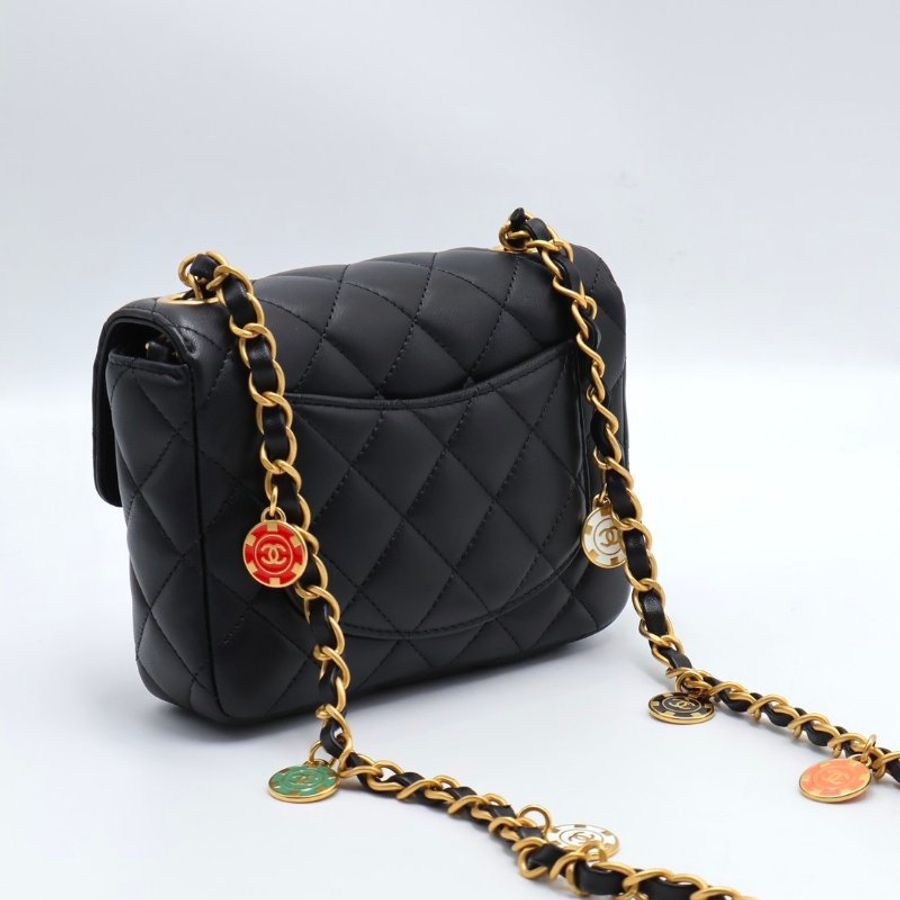 CHANEL 23C琺瑯籌碼金鏈口蓋包 - 方胖黑金-2