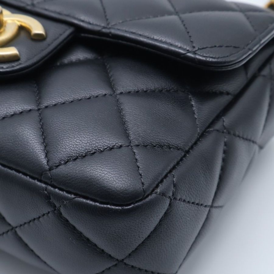 CHANEL 23C琺瑯籌碼金鏈口蓋包 - 方胖黑金-4
