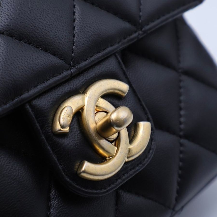 CHANEL 23C琺瑯籌碼金鏈口蓋包 - 方胖黑金-6