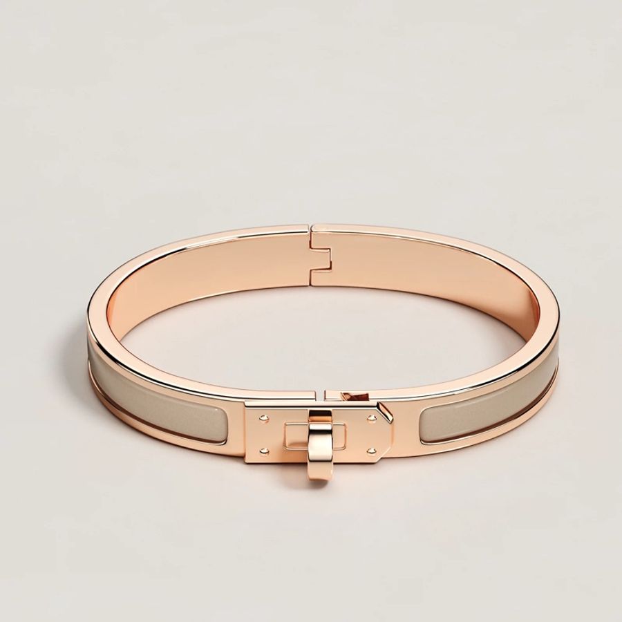 聖誕大酬賓 全新 Hermes Mini Clic Kelly Bracelet Marron Glacé x Rosegold PM 奶茶玫瑰金小號-0