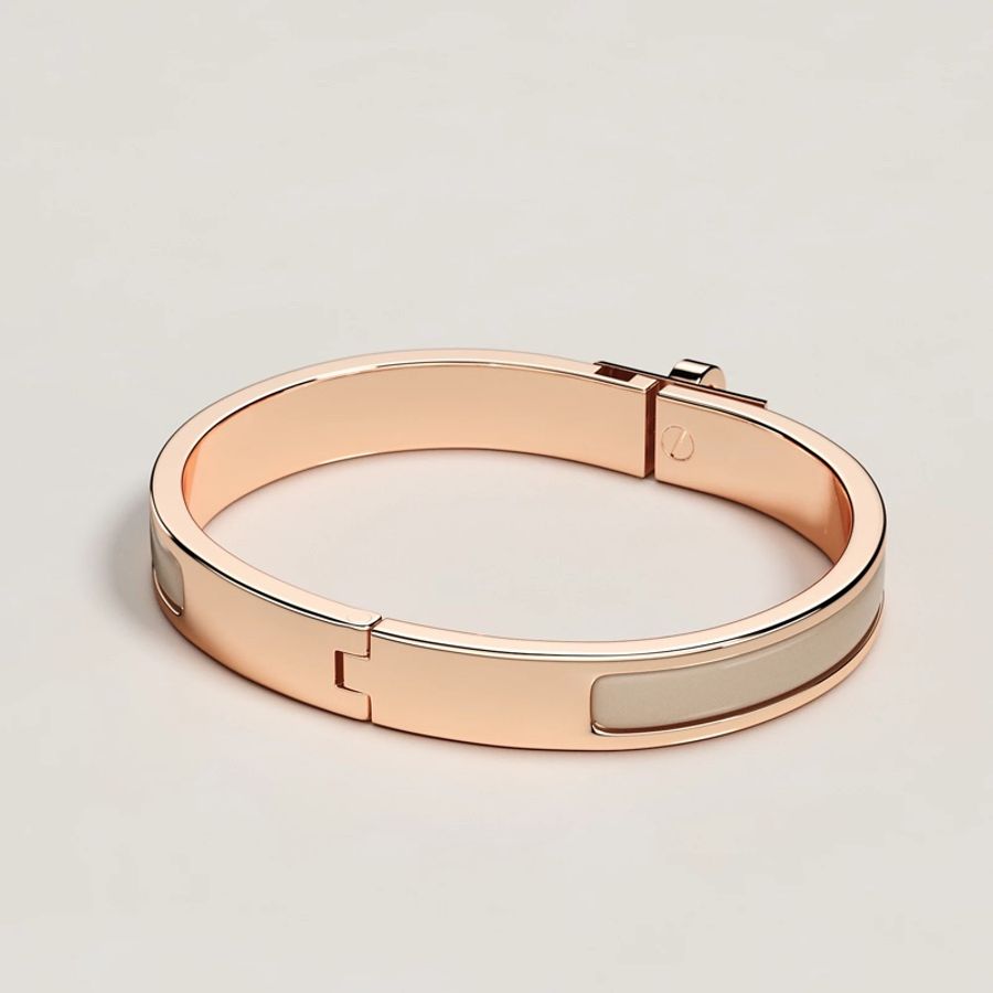 聖誕大酬賓 全新 Hermes Mini Clic Kelly Bracelet Marron Glacé x Rosegold PM 奶茶玫瑰金小號-1