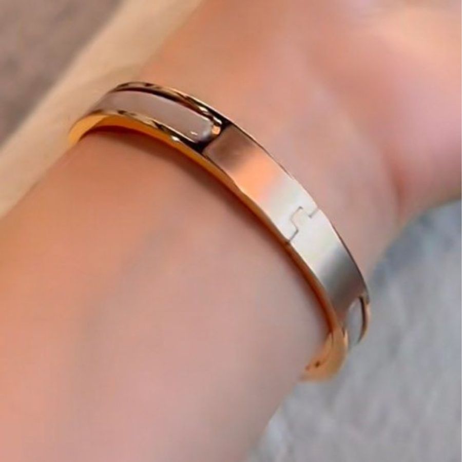 聖誕大酬賓 全新 Hermes Mini Clic Kelly Bracelet Marron Glacé x Rosegold PM 奶茶玫瑰金小號-4