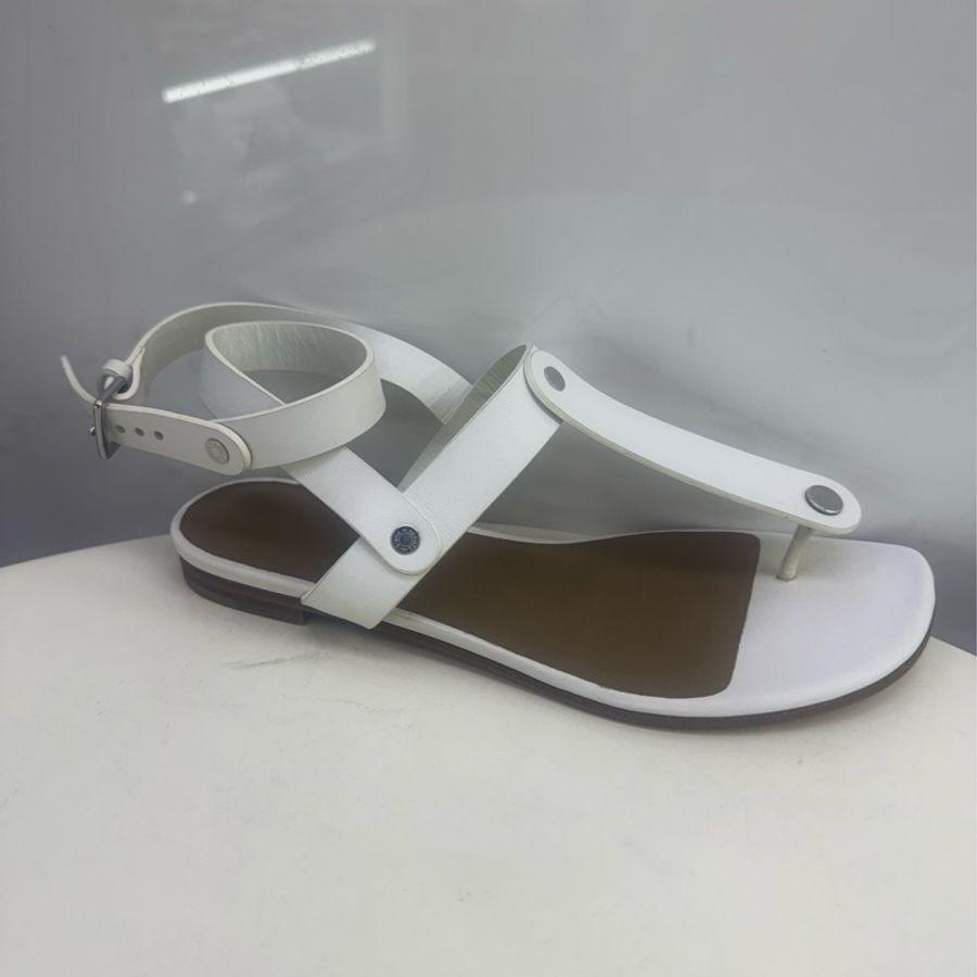 Hermes White Sandal with Silver Details-1