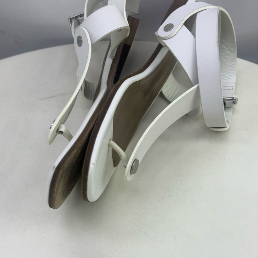 Hermes White Sandal with Silver Details-9