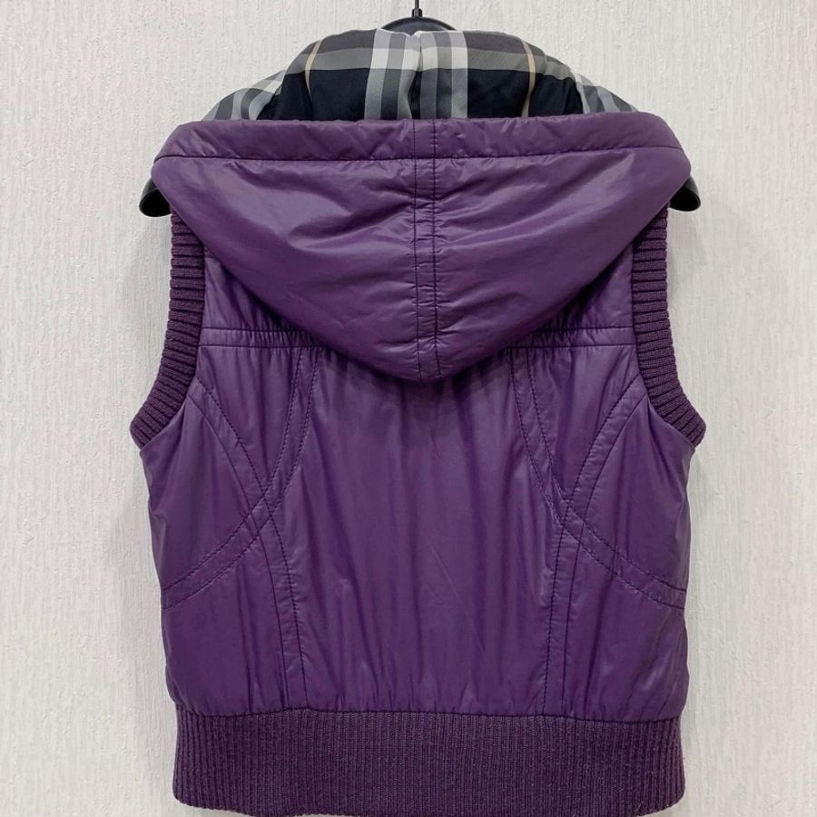 BURBERRY 藍標 帶帽格紋排扣背心(帽可拆)-1