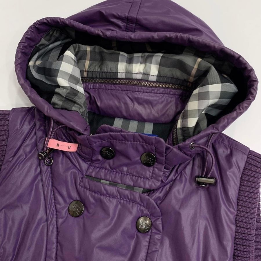 BURBERRY 藍標 帶帽格紋排扣背心(帽可拆)-3