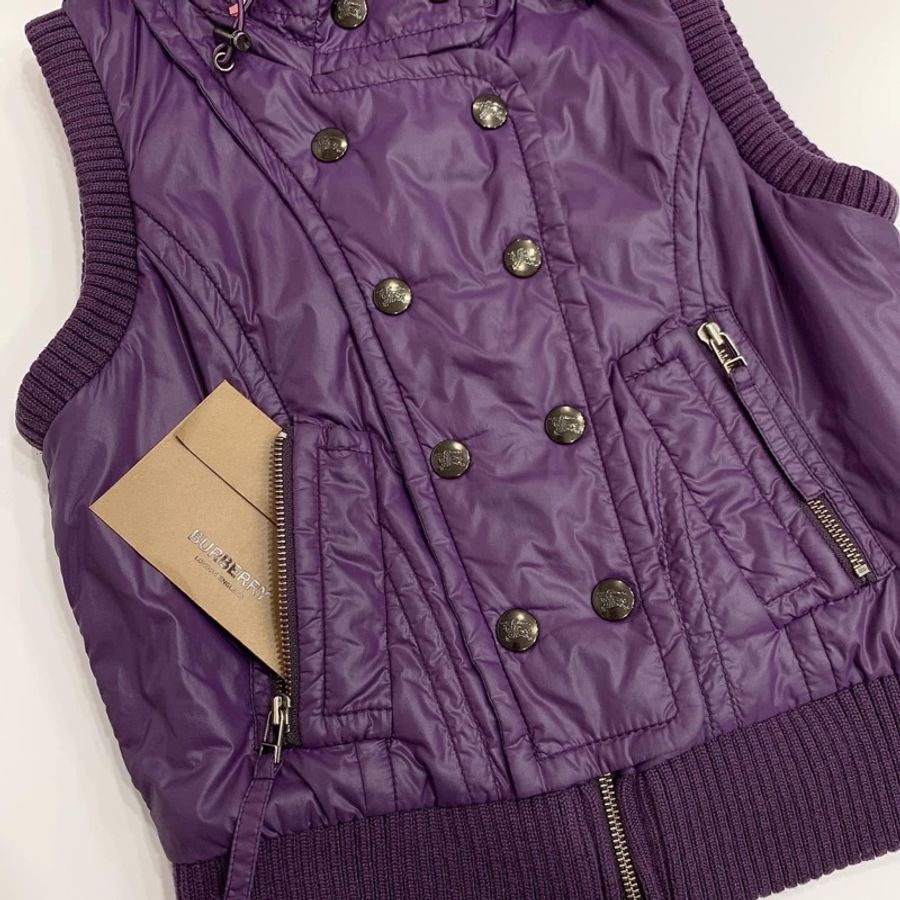 BURBERRY 藍標 帶帽格紋排扣背心(帽可拆)-5