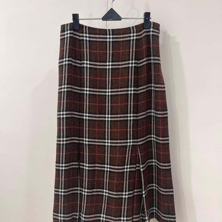 BURBERRY 倫敦 格紋毛料魚尾裙-0