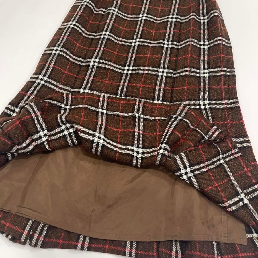 BURBERRY 倫敦 格紋毛料魚尾裙-4