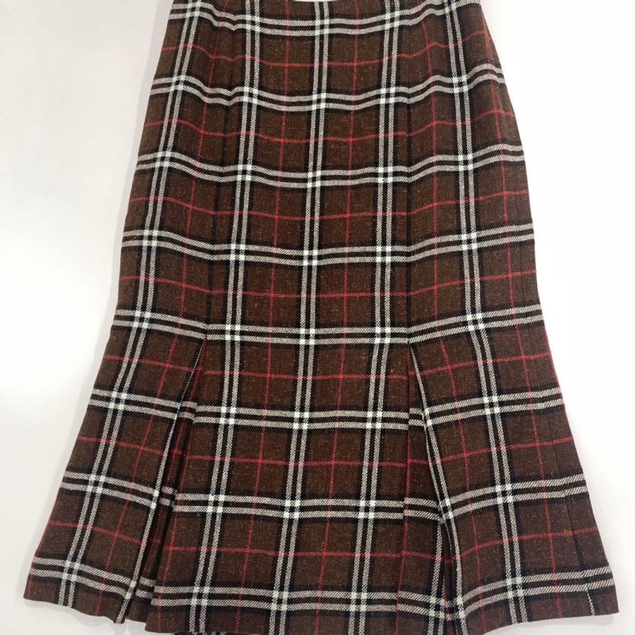BURBERRY 倫敦 格紋毛料魚尾裙-5