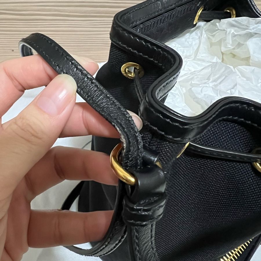 Prada 帆布刺繡logo水桶包-5
