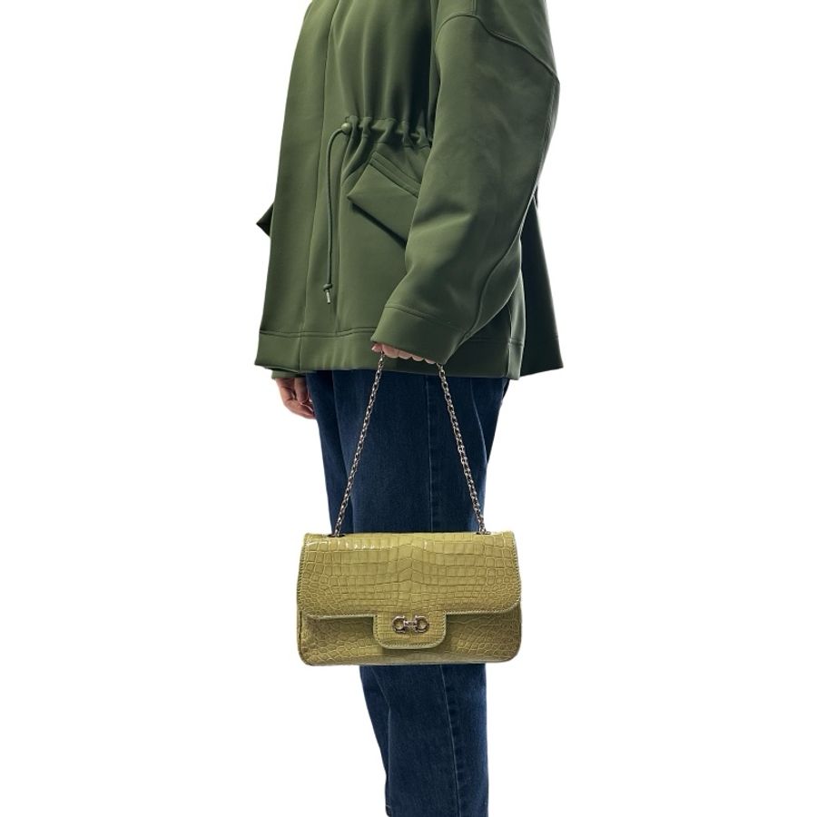 Salvatore Ferragamo Verde Menta Crocodile 尼羅鱷晚宴包-2