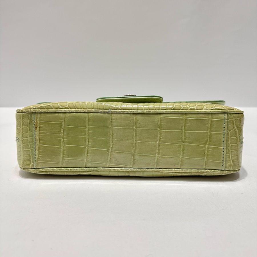 Salvatore Ferragamo Verde Menta Crocodile 尼羅鱷晚宴包-11