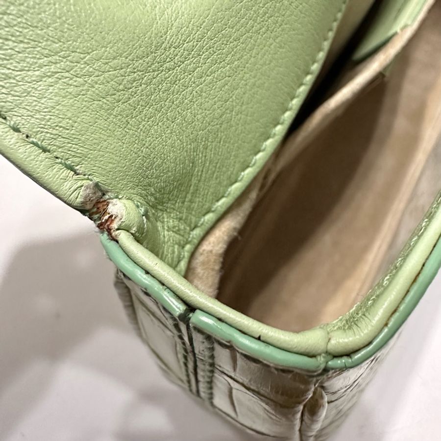 Salvatore Ferragamo Verde Menta Crocodile 尼羅鱷晚宴包-15