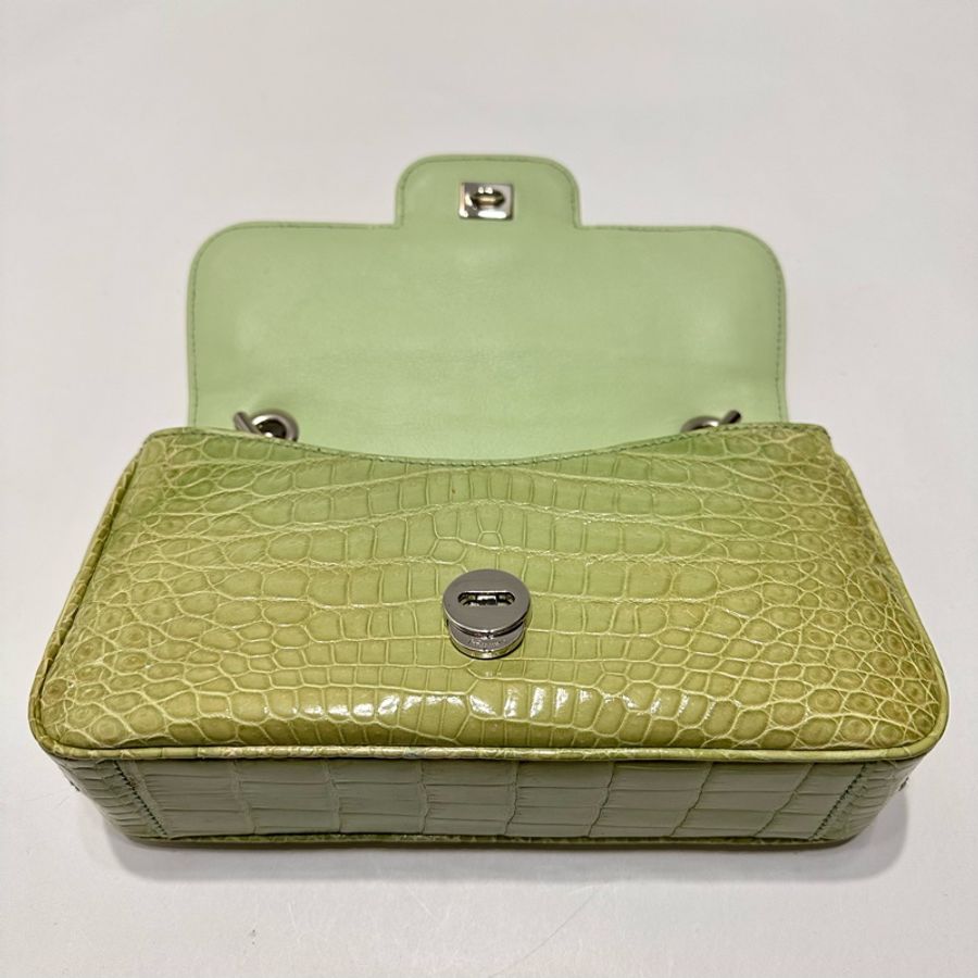 Salvatore Ferragamo Verde Menta Crocodile 尼羅鱷晚宴包-18
