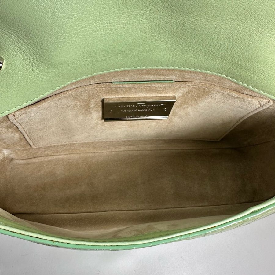 Salvatore Ferragamo Verde Menta Crocodile 尼羅鱷晚宴包-20