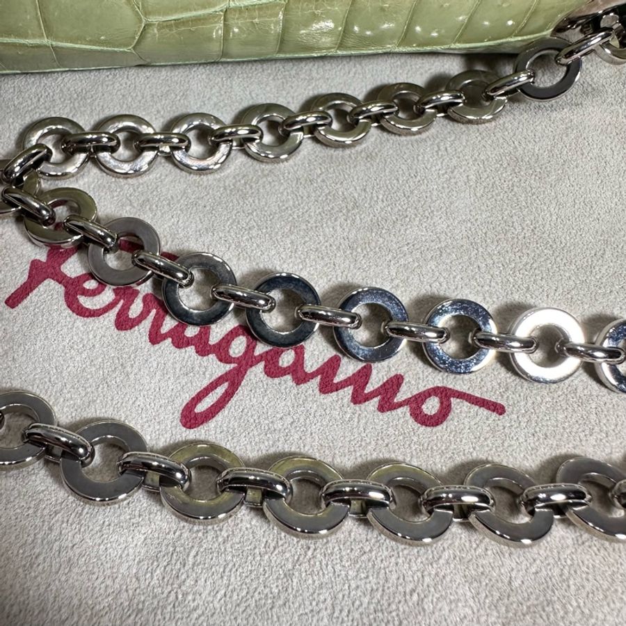 Salvatore Ferragamo Verde Menta Crocodile 尼羅鱷晚宴包-28