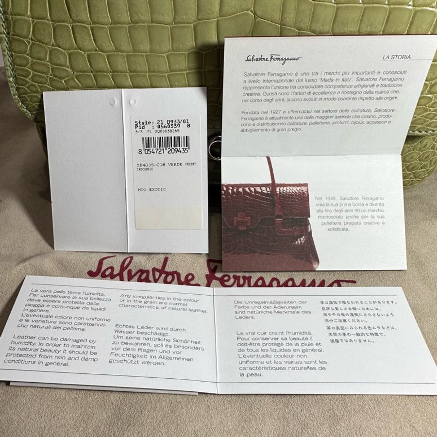 Salvatore Ferragamo Verde Menta Crocodile 尼羅鱷晚宴包-30