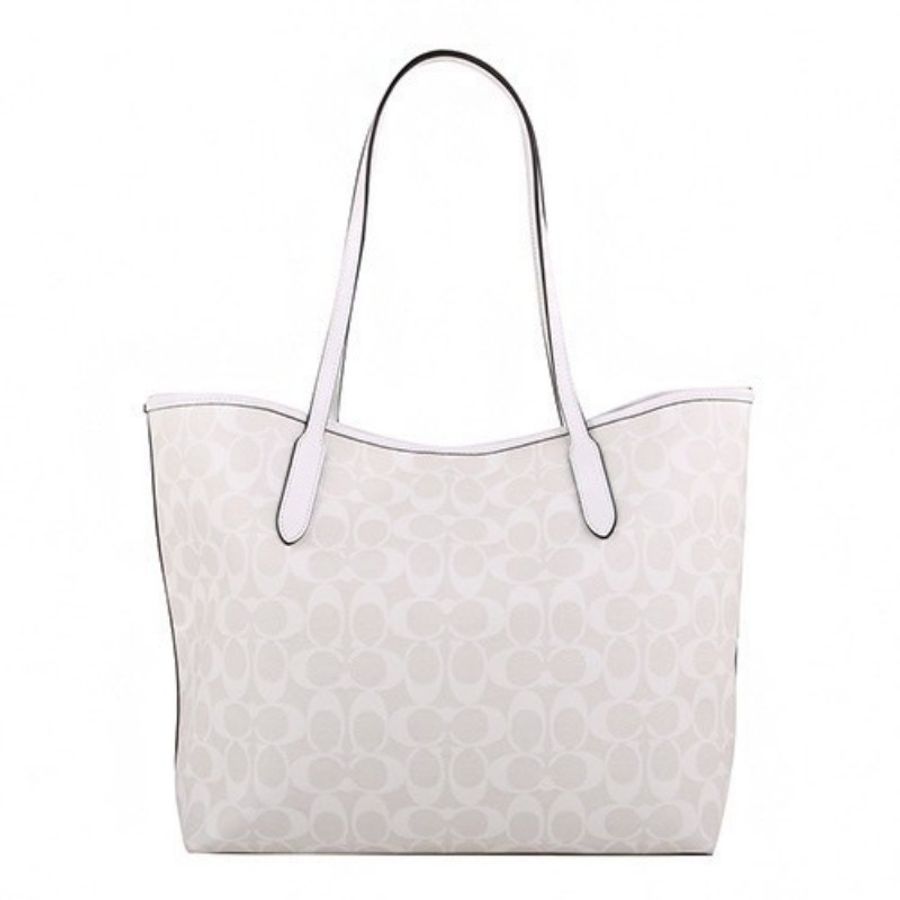 Coach經典白色緹花LOGO開放式托特包(全新 可議價)-1