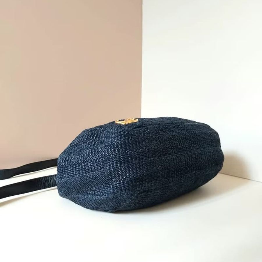 【LA LUNE】稀有中古二手Loewe海軍藍黑色編織拼色側背斜孭皮革小包單肩手袋 Vintage-2