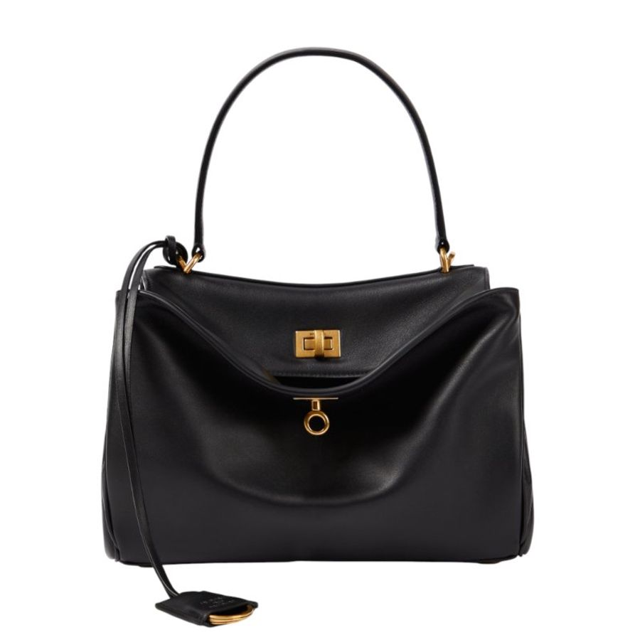 【Balenciaga 巴黎世家】Rodeo Small 小款 小牛皮 手提包 斜背包 肩背包 金扣 黑色-4