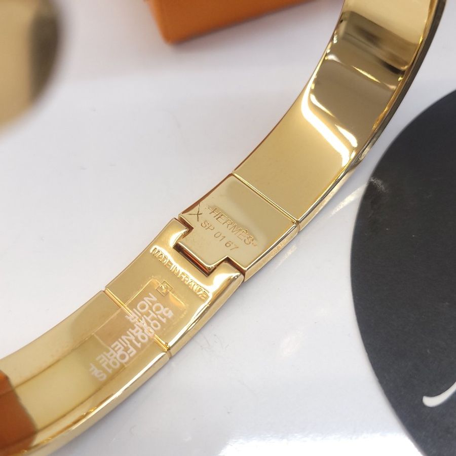 Hermès Bracelet Charnière Uni 琺瑯手環 (黑/玫瑰金)-4