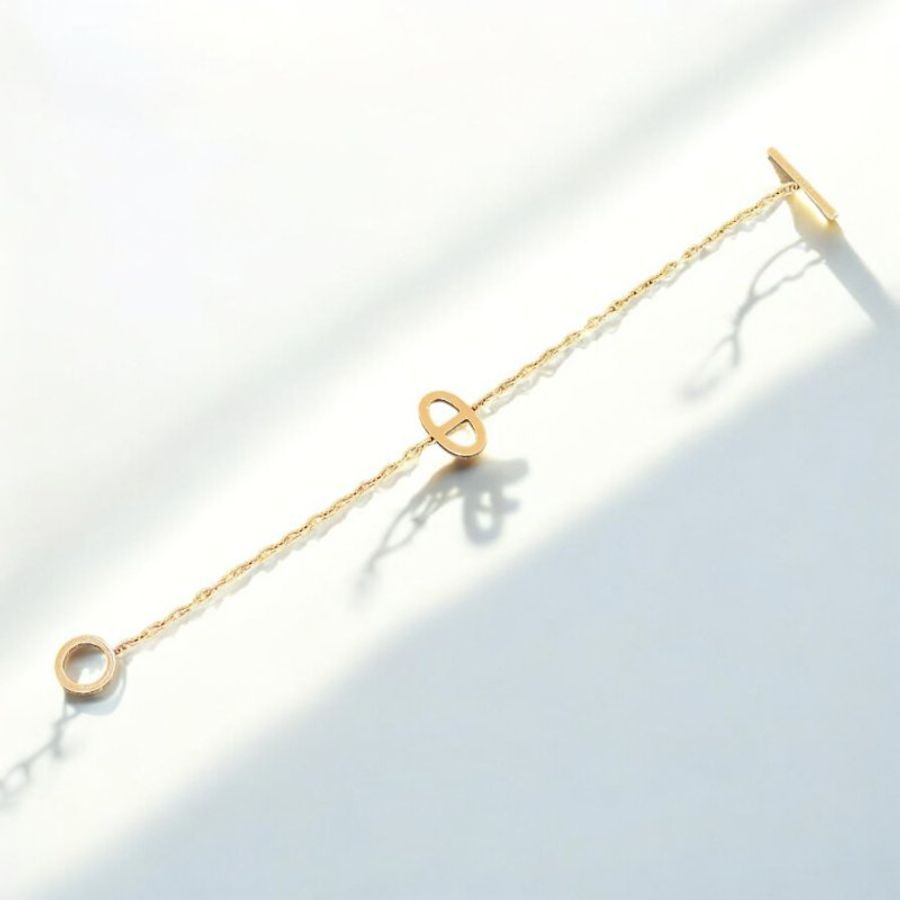 HERMES玫瑰金豬鼻鑽OT扣手鍊/18CM-3