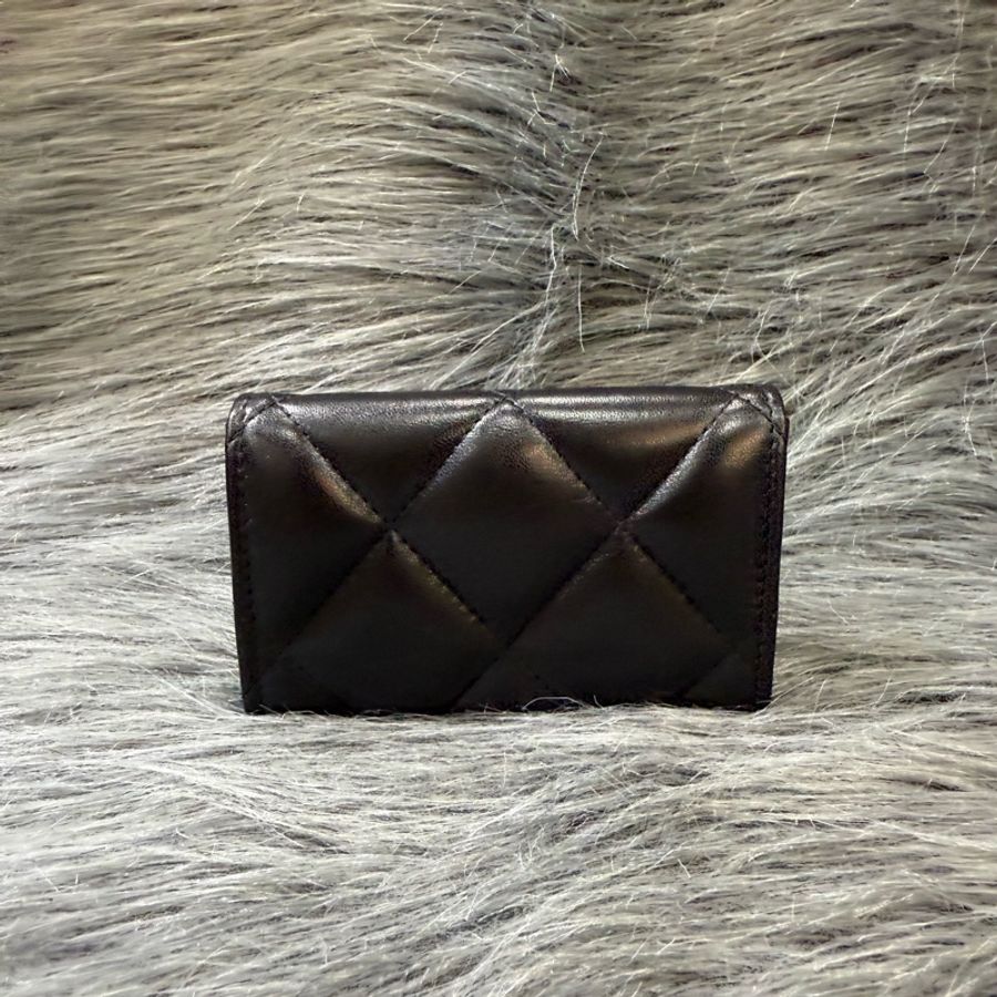 Chanel AP1790 黑色 羊皮 金釦 19 零錢包 錢包 名片夾 卡夾-1