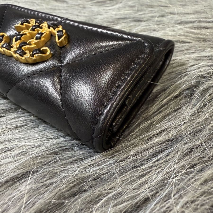 Chanel AP1790 黑色 羊皮 金釦 19 零錢包 錢包 名片夾 卡夾-8