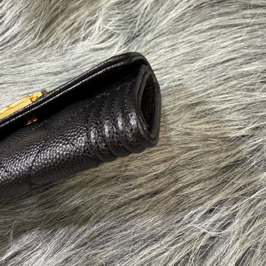 Chanel A80603 黑色 荔枝皮 金釦 Boy卡夾 錢包 零錢包 名片夾-5