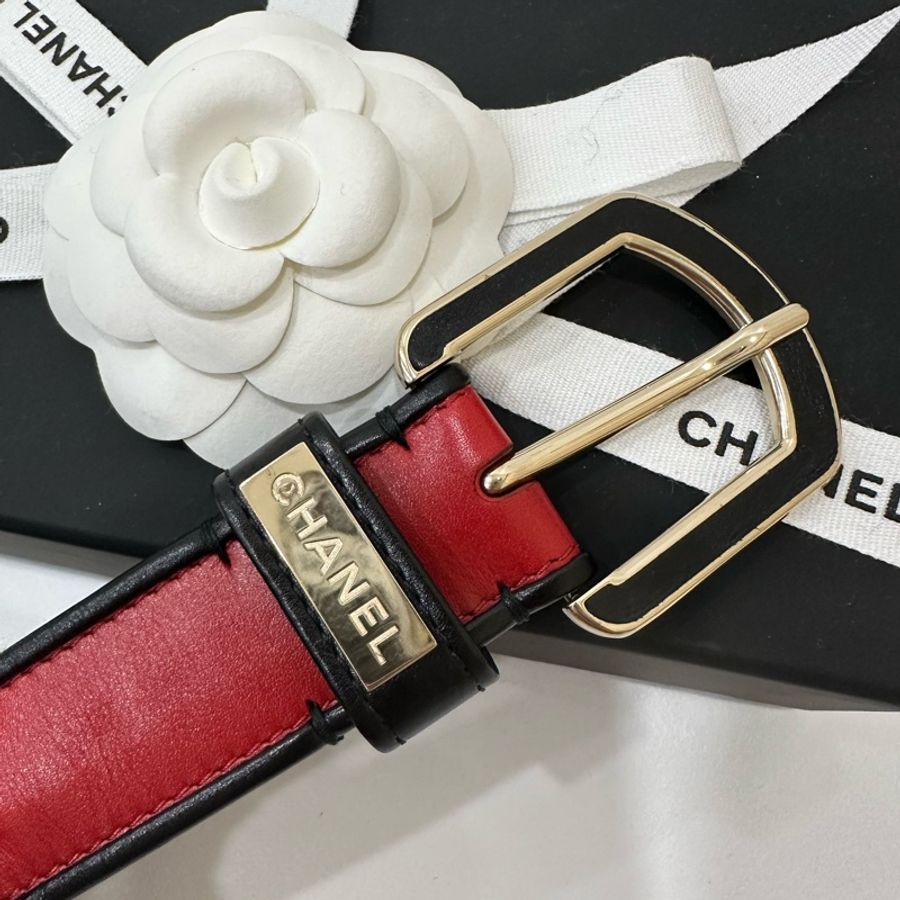 Chanel 香奶兒 紅色 秀款 皮穿鏈 腰带 腰封 皮帶-17