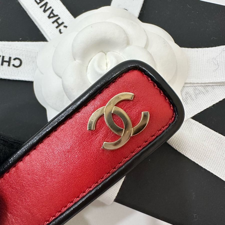 Chanel 香奶兒 紅色 秀款 皮穿鏈 腰带 腰封 皮帶-18