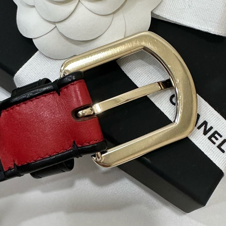 Chanel 香奶兒 紅色 秀款 皮穿鏈 腰带 腰封 皮帶-19