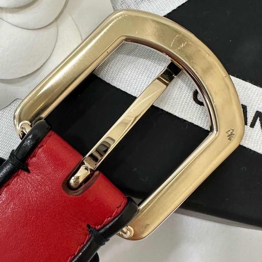Chanel 香奶兒 紅色 秀款 皮穿鏈 腰带 腰封 皮帶-23