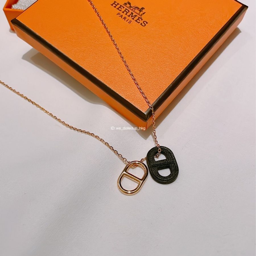 Hermes 玫瑰金 豬鼻頸鏈-0