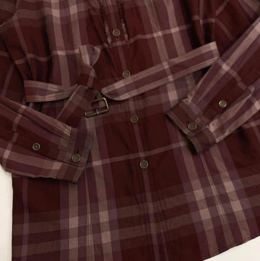 BURBERRY 倫敦 格紋腰帶襯衫&罩衫-4