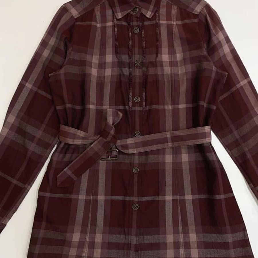 BURBERRY 倫敦 格紋腰帶襯衫&罩衫-6