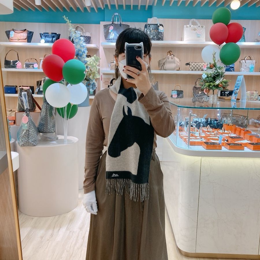 MS0118 HERMES 愛馬仕馬馬圖案純羊毛頸巾CASAQUE LOVE STORY MUFFLER SCARF 30 X 140 CM-6