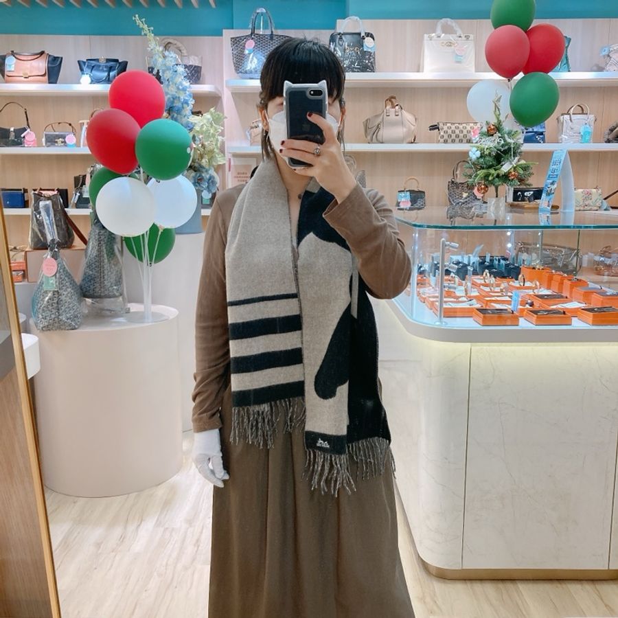 MS0118 HERMES 愛馬仕馬馬圖案純羊毛頸巾CASAQUE LOVE STORY MUFFLER SCARF 30 X 140 CM-7