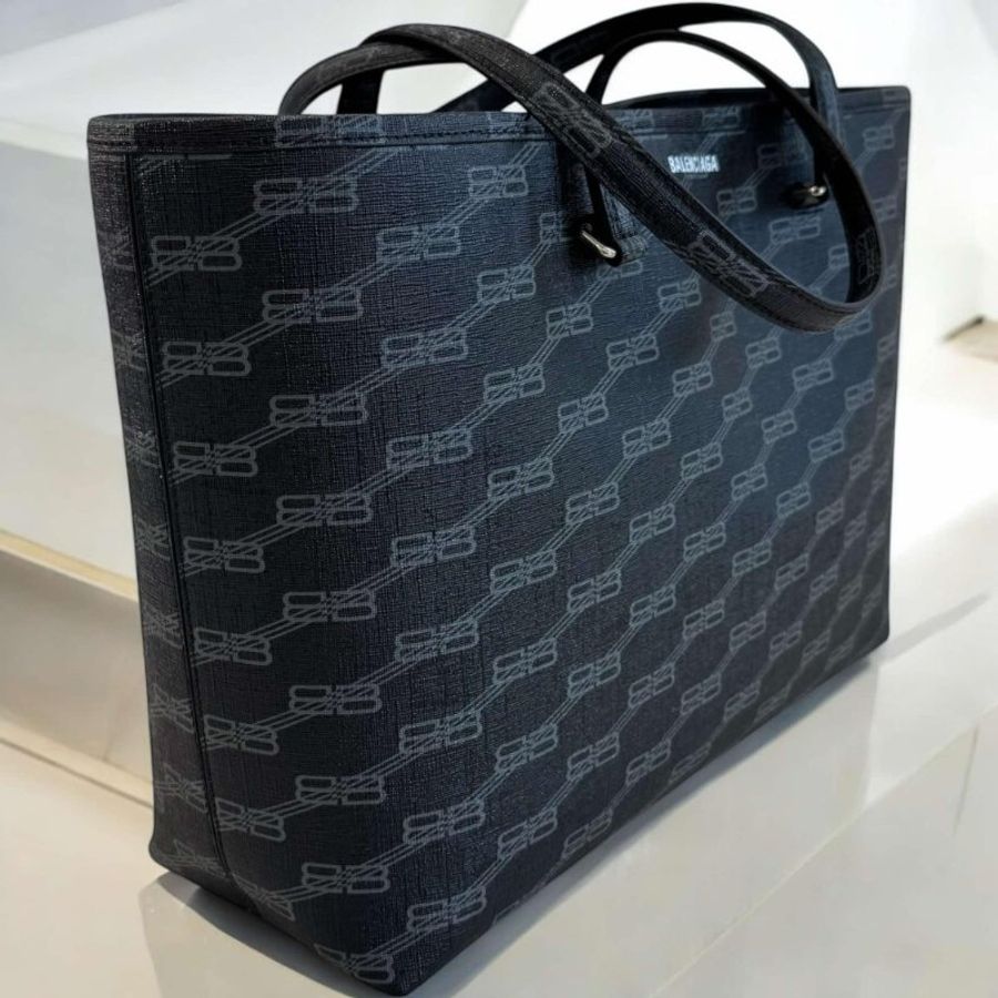 BALENCIAGA Signature 品牌印花肩背托特包.-1