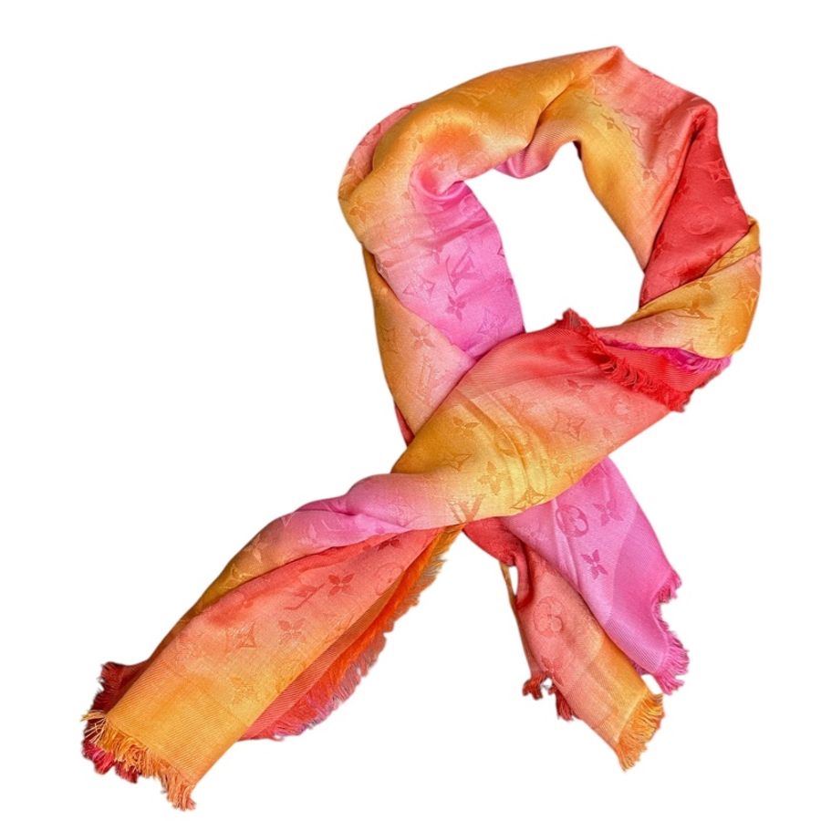 LV 橘紅漸變140x140大披巾-0