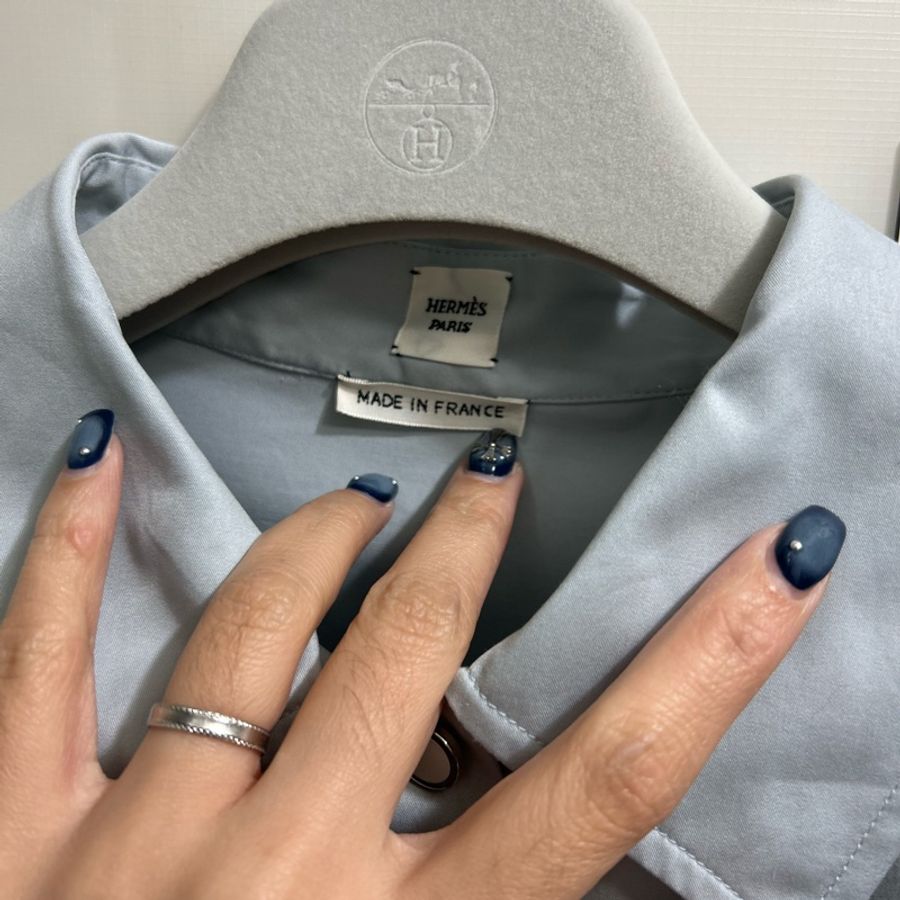 Hermes Short Blue Givre 愛馬仕襯衫 霧霾藍-2