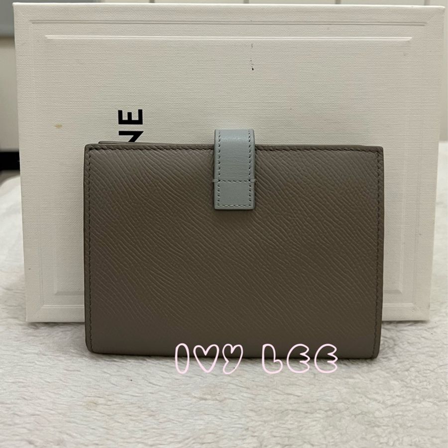 CELINE Medium Strap 灰色系 大象灰 經典 中 短夾 二手精品-1