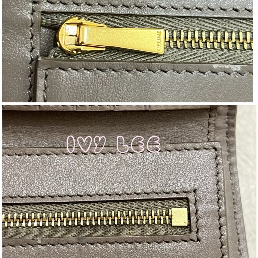 CELINE Medium Strap 灰色系 大象灰 經典 中 短夾 二手精品-17
