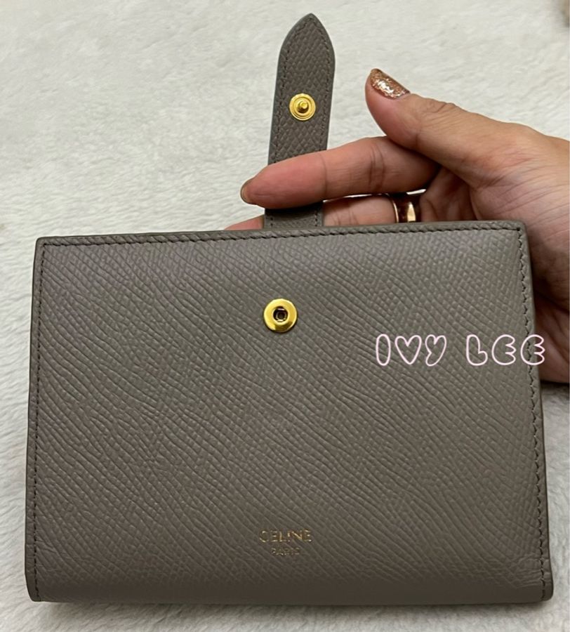 CELINE Medium Strap 灰色系 大象灰 經典 中 短夾 二手精品-25