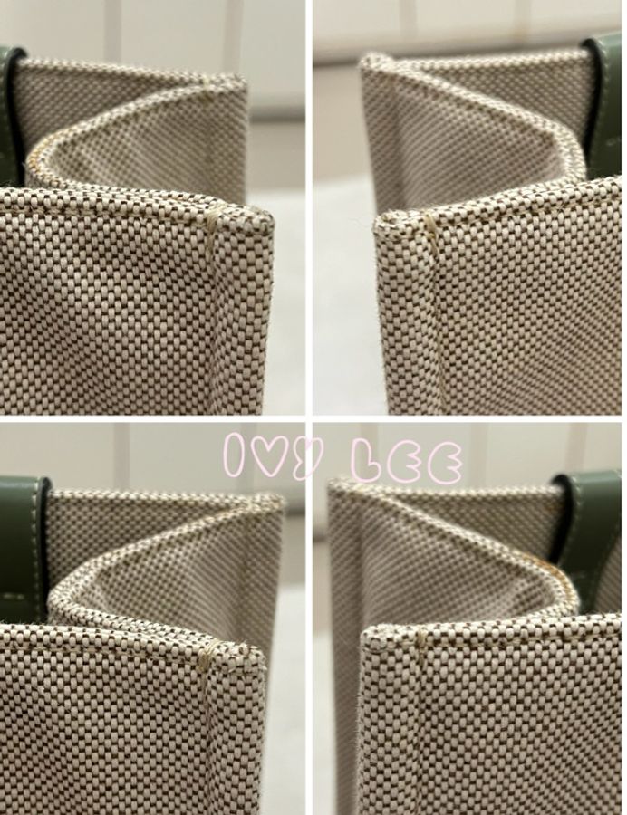Chloe Medium Woody Tote Bag 米白拼綠 帆布托特包 手提包 二手精品-10